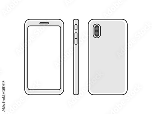 色んな角度から見たスマートフォンのイラストセット