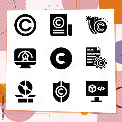 Simple set of 9 icons related to proprietary