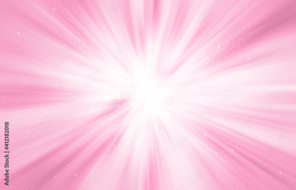 Obraz premium Pink sparkle rays glitter lights with bokeh elegant abstract holiday background.