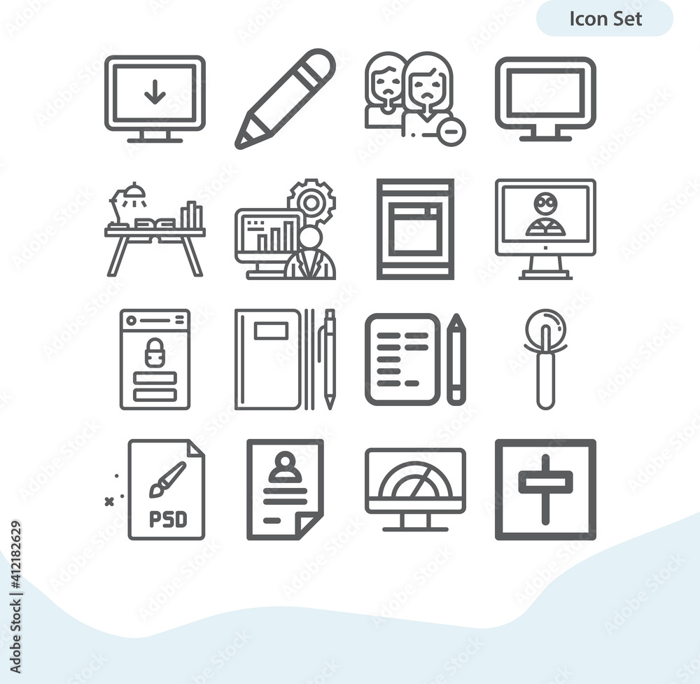 Simple set of office related lineal icons. Simple set of office related lineal icons.