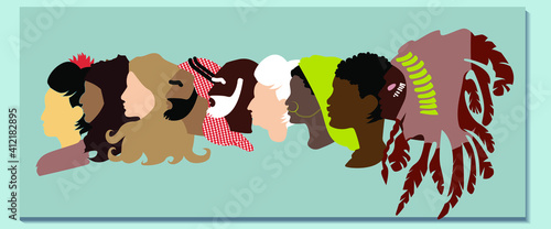 vector isolated objects on a multicolored background.people of different races. nationalities, gender and age.indian, Arab, European, African, Indian, Asian