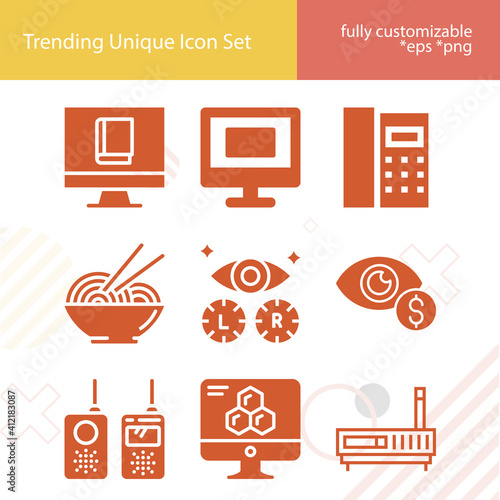 Simple set of electronic equipment related filled icons.