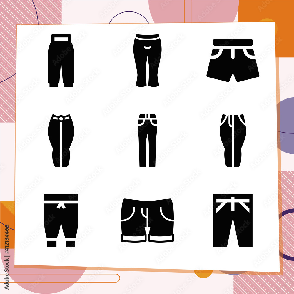 Simple set of 9 icons related to lap covering