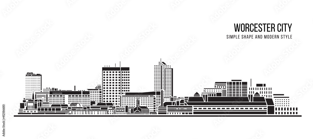 Cityscape Building Abstract Simple shape and modern style art Vector design -  Worcester city