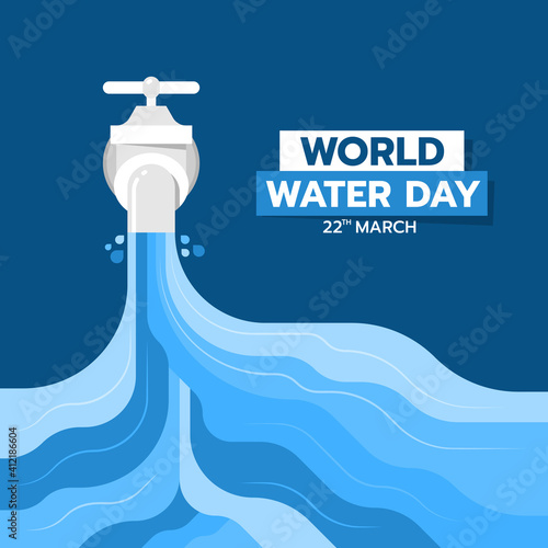 world water day banner with abstract water fall from the tap on blue background vector design