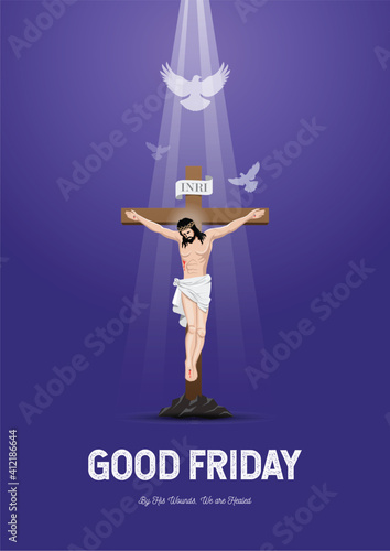 crucifixion of Jesus Christ vector illustration