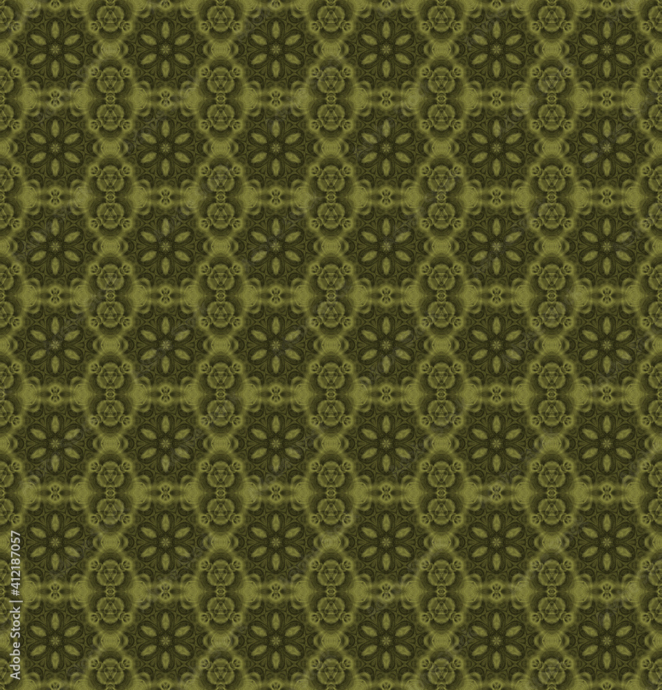 Seamless pattern with green, fractal colors