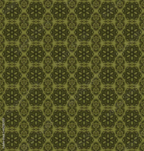 Seamless pattern with green, fractal colors