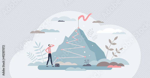Career success as up direction for work rise achievement tiny person concept