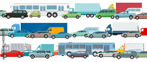 Rush Hour, Autos im Verkehrsstau , Vektor Illustration