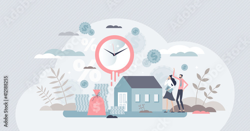 Mortgage relief as financial loan for house or property tiny person concept