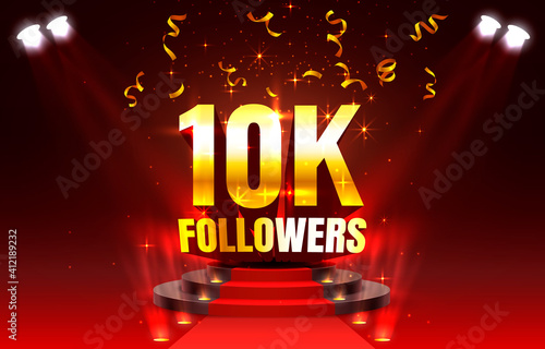 Thank you followers peoples, 10k online social group, happy banner celebrate, Vector
