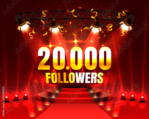 Thank you followers peoples, 20k online social group, happy banner celebrate, Vector