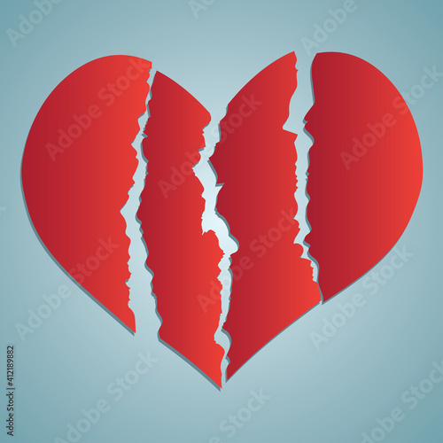 broken heart heartbreak flat icon for broken heart concept, vector illustration