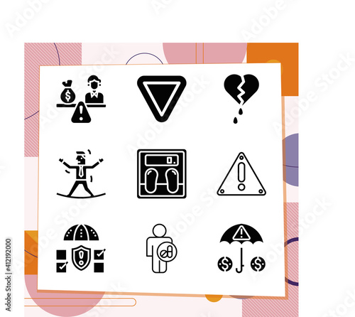 Simple set of 9 icons related to bleeding