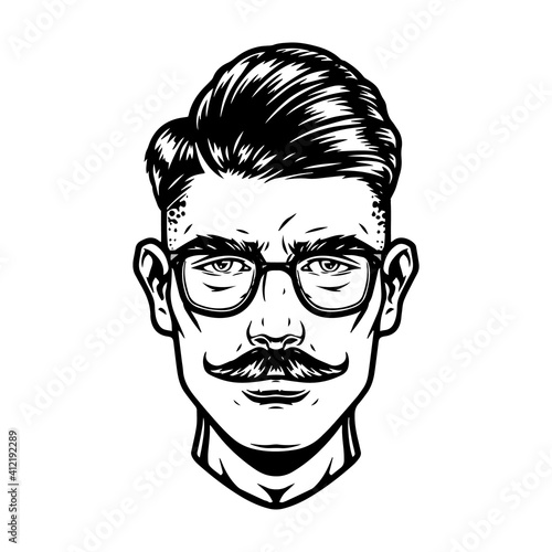 Handsome man head in glasses