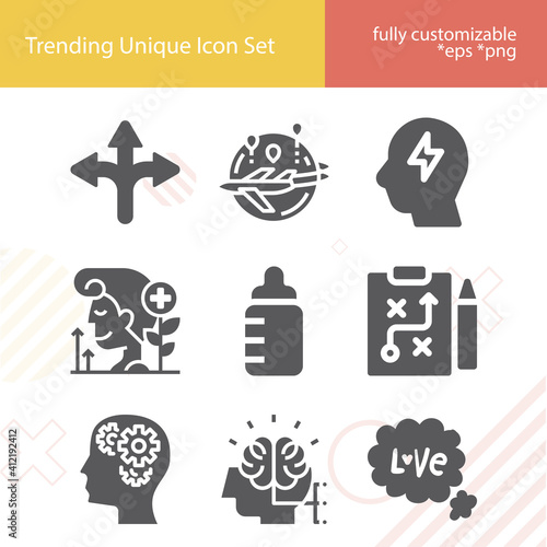 Simple set of provision related filled icons.