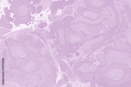 Pink marble ink texture on watercolor paper background. Marble stone image. Bath bomb effect. Psychedelic biomorphic art.