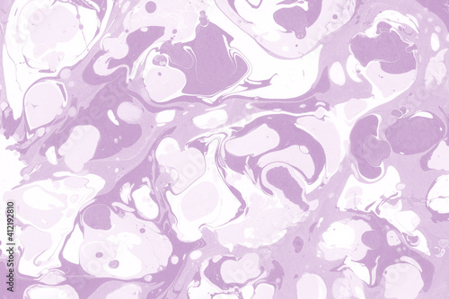 Pink marble ink texture on watercolor paper background. Marble stone image. Bath bomb effect. Psychedelic biomorphic art.