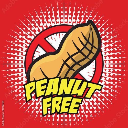 peanut free allergen ingredient for dairy free icon in pop art style. vector illustration