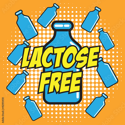lactose free allergen ingredient for dairy free icon in pop art style. vector illustration