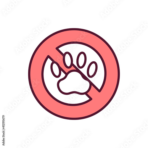Animal extinction RGB color icon. Pet violence and cruelty. Endangering species. Biodiversity loss. Stop animal abuse. Illegal hunting in wildlife conservation. Isolated vector illustration