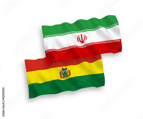 Flags of Bolivia and Iran on a white background