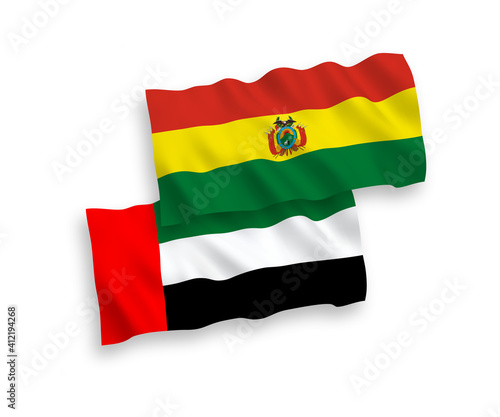 Flags of Bolivia and United Arab Emirates on a white background