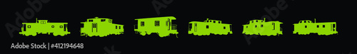 set of caboose cartoon icon design template with various models. vector illustration isolated on black background