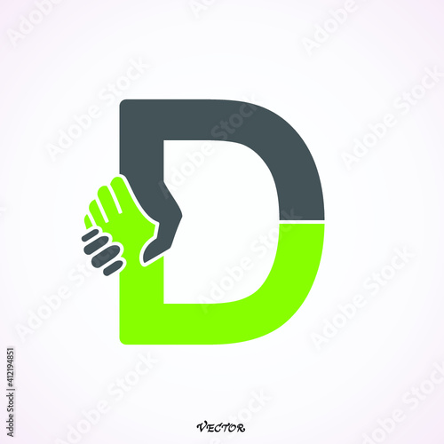 Letter D logo icon design template elements handshake