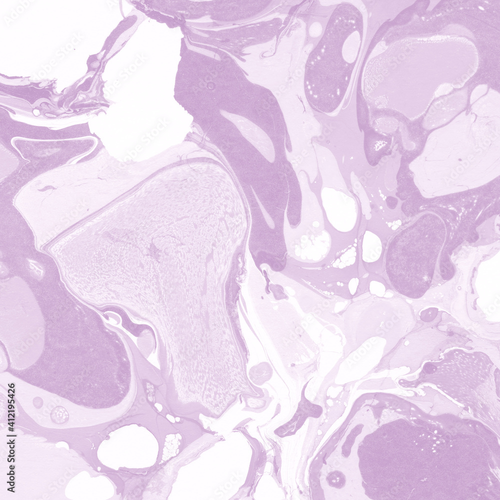 Pink marble ink texture on watercolor paper background. Marble stone image. Bath bomb effect. Psychedelic biomorphic art.