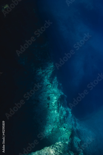 underwater view of rocks