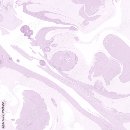 Pink marble ink texture on watercolor paper background. Marble stone image. Bath bomb effect. Psychedelic biomorphic art.