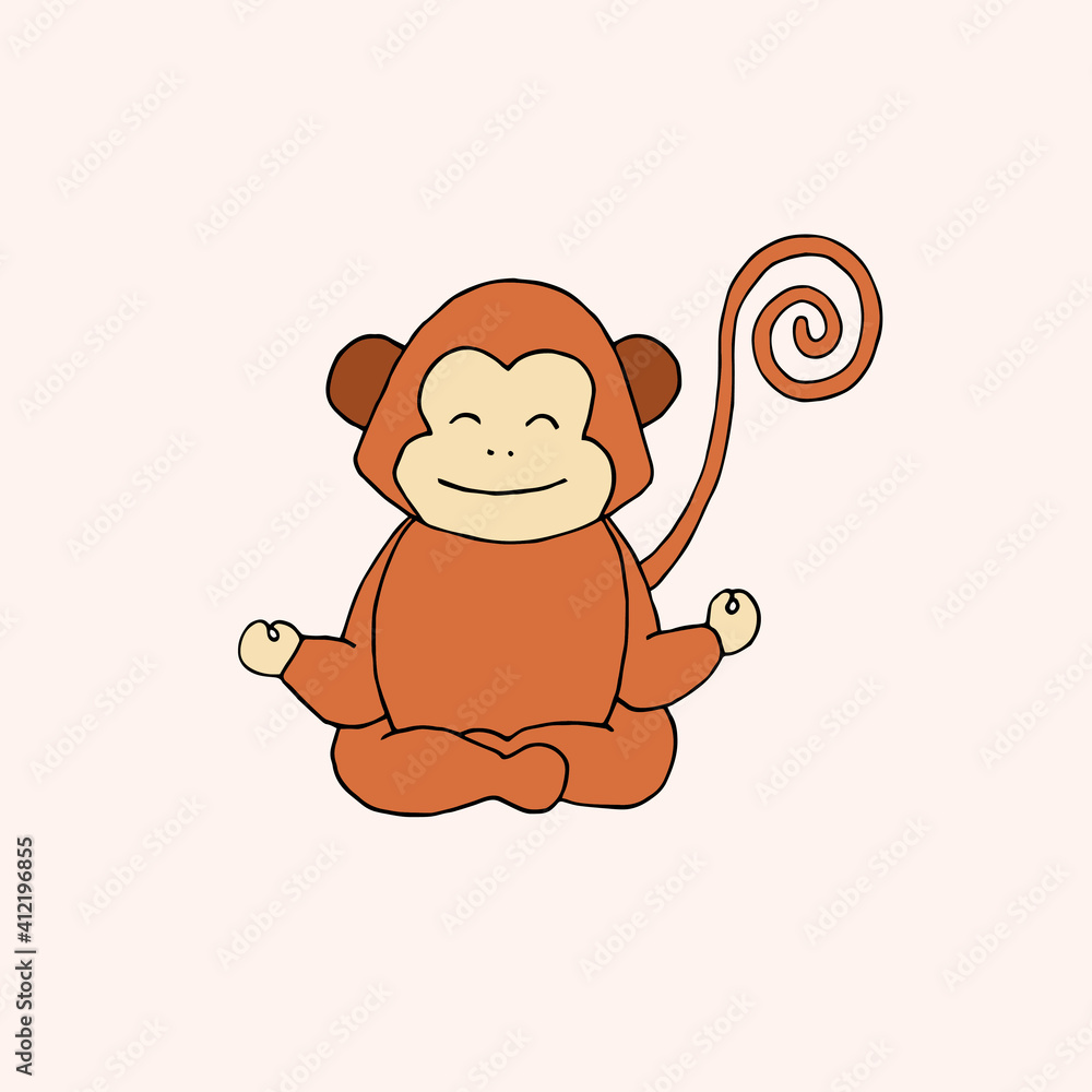 Monkey doing yoga. Asanas. Yoga poses. Charging. Exercises. Warm up ...