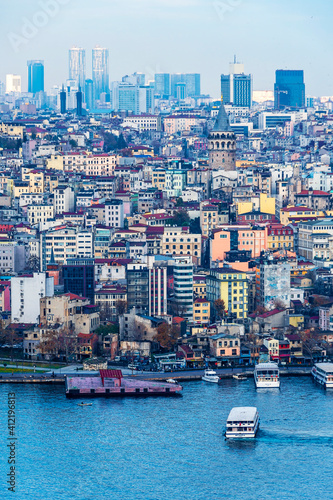 Beyoglu district view from Suleymaniye Mosque. © nejdetduzen
