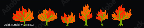set of burning bush cartoon icon design template with various models. vector illustration isolated on black background