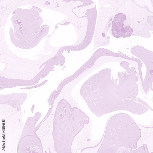 Pink marble ink texture on watercolor paper background. Marble stone image. Bath bomb effect. Psychedelic biomorphic art.