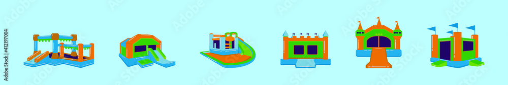 Fototapeta premium set of bounce house cartoon icon design template with various models. vector illustration isolated on blue background