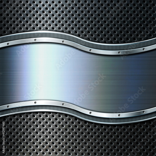 Herforated metal background with frame.