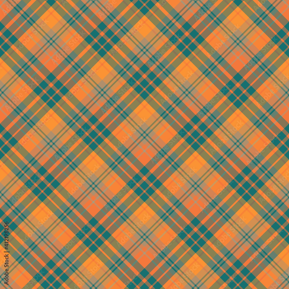 Seamless pattern in cute orange, beige and water green colors for plaid, fabric, textile, clothes, tablecloth and other things. Vector image. 2 Seamless pattern in cute orange, beige and water green colors for plaid, fabric, textile, clothes, tablecloth and other things. Vector image. 2