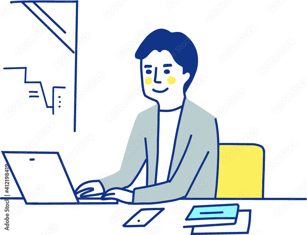 パソコン作業をする男性 パソコン作業をする男性