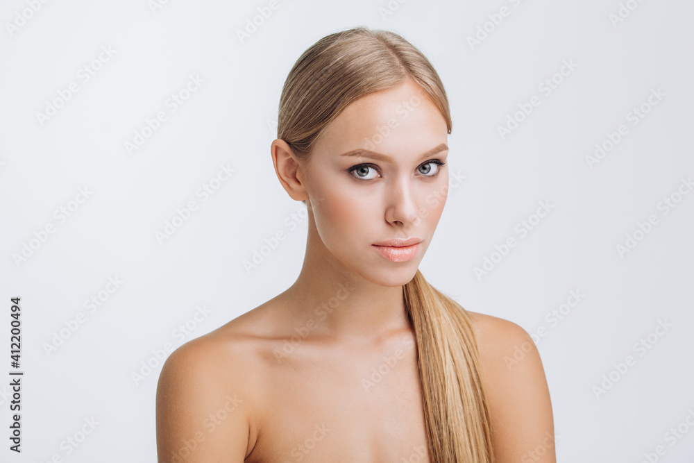 Close up beauty portrait of perfect skin young woman face. Beautiful make up Close up beauty portrait of perfect skin young woman face. Beautiful make up