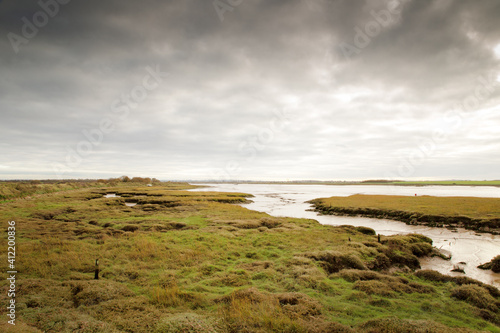 Canvas Print marshland of essex england on a over cast day