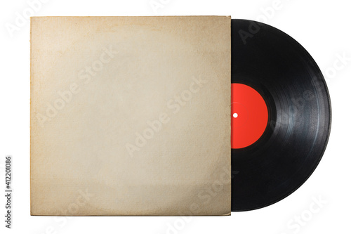 古い紙のレコードジャケットに入ったアナログ盤のレコード photo