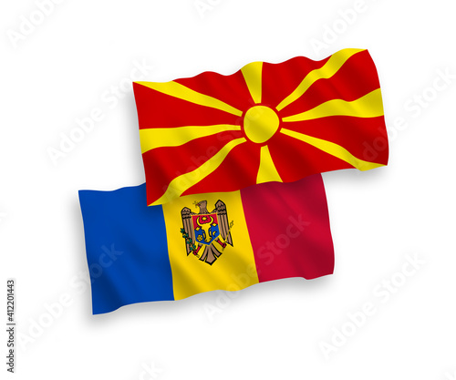 Flags of Moldova and North Macedonia on a white background