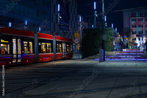 Katowice centrum miasta zimą. 