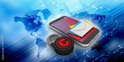 Wallpaper Mural 3d rendering Envelope network with mobile phone
     Torontodigital.ca