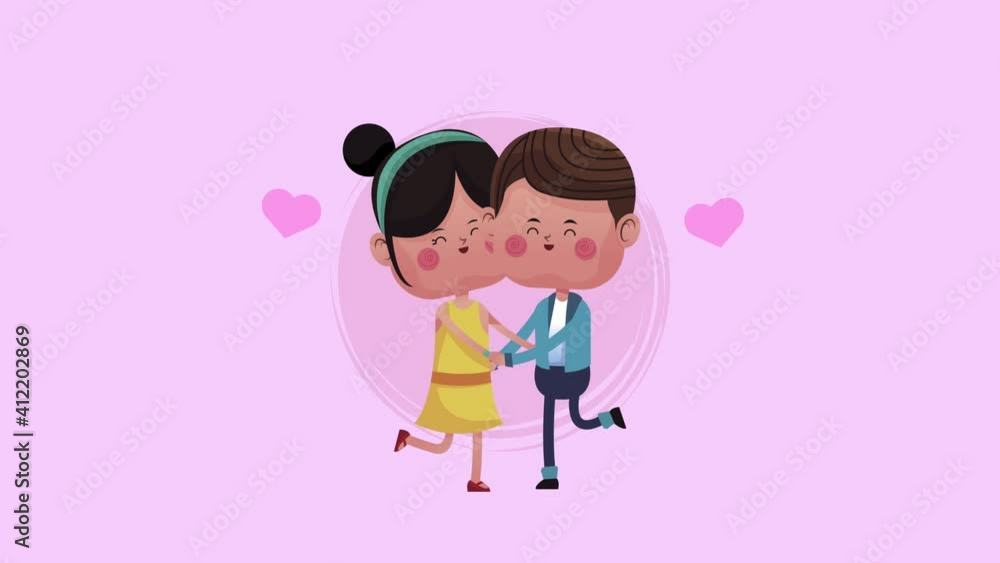 cute lovers couple with hearts floating characters cute lovers couple with hearts floating characters
