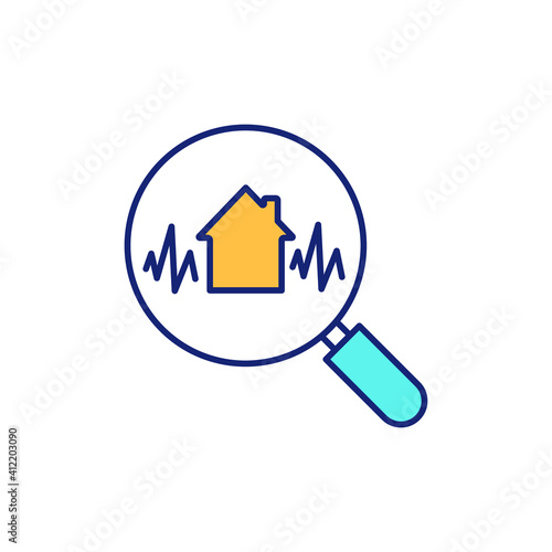Earthquake engineering RGB color icon. Strengthening construction to withstand natural disaster. Residential building to prevent damage. Urban infrastructure. Isolated vector illustration
