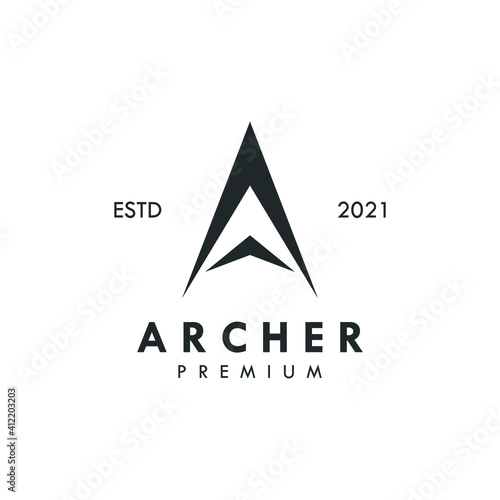letter a archer arrow head logo design vector illustration